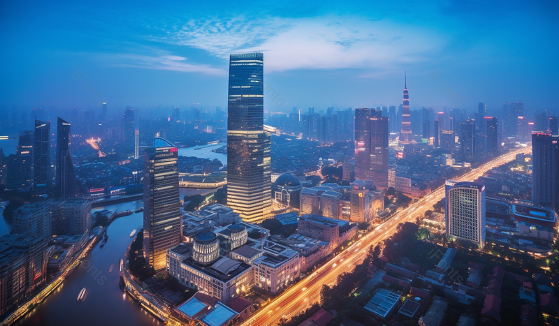 蓝色现代都市城市上海东方明珠高楼大厦灯光车流光轨夜景摄影,高清,摄影图,摄影图片,图片大全,摄影图免费下载